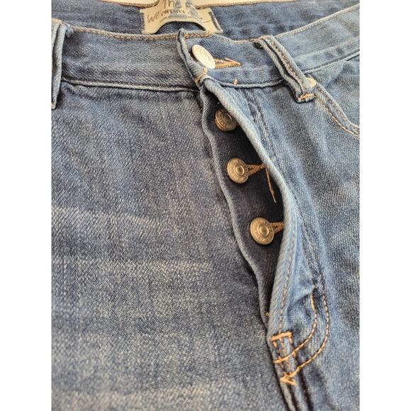 We The Free Distressed Denim Shorts Cut Off Frayed Button Fly High Rise Women 28 - Picture 7 of 11